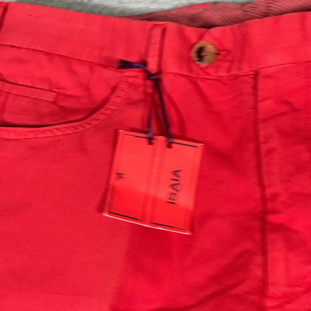 Isaia Napoli‎ Pants Mens 54R 35x31 Red Cotton Casual Flat Front Chino Trousers